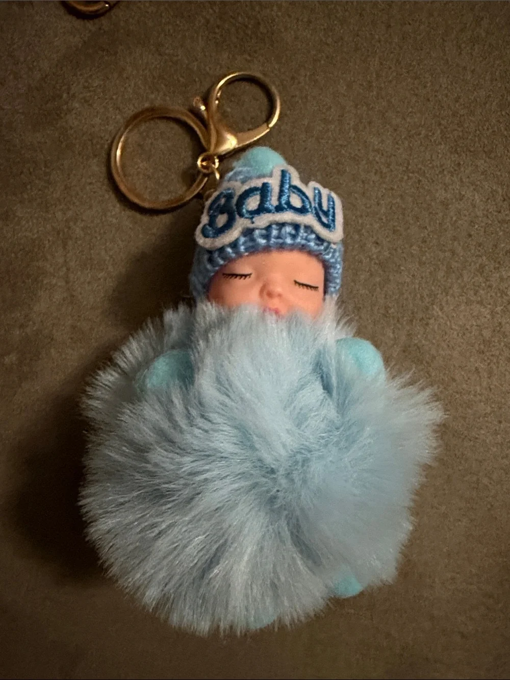 Baby Pom-Pom Plush Keychain - Red, Black, White, Blue, Purple B24